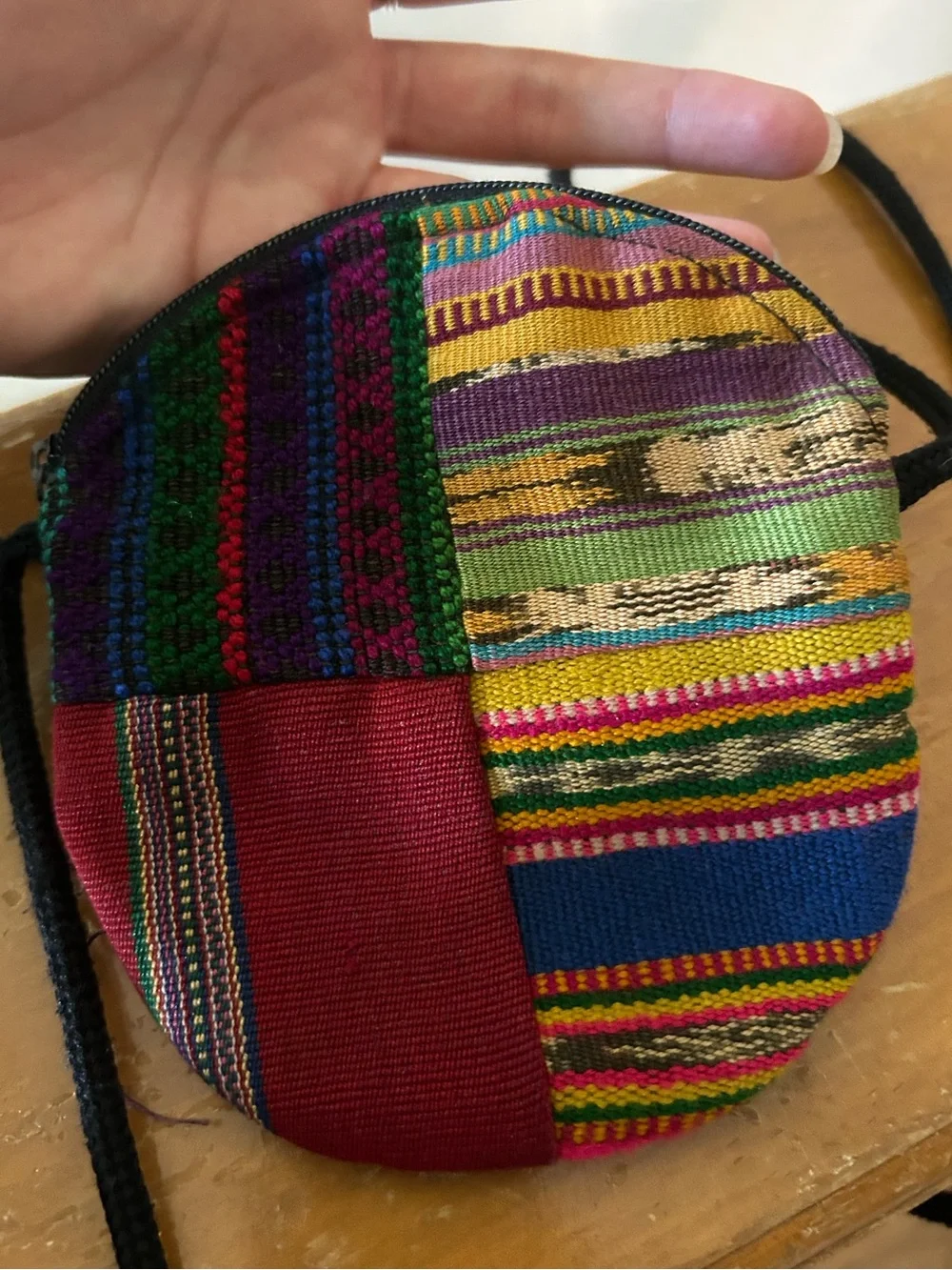 Colorful Red Woven Crossbody Bag - Women